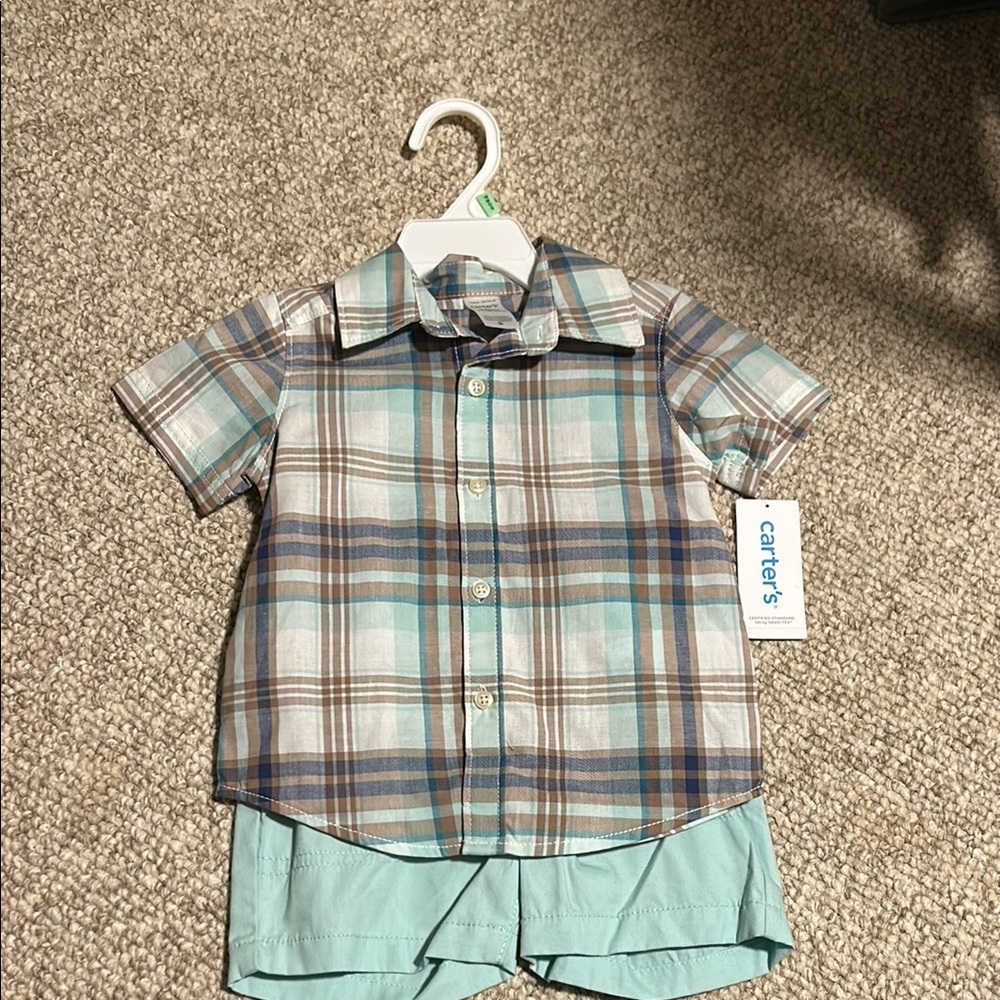 Carter's Plaid Blue and Brown Kids Shirt